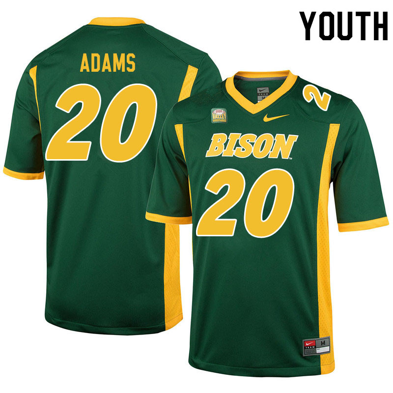 Youth #20 Adrian Adams North Dakota State Bison College Football Jerseys Sale-Green - Click Image to Close